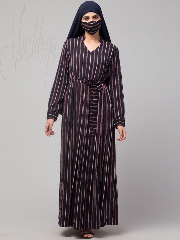 Designer Striped Dress With Belt