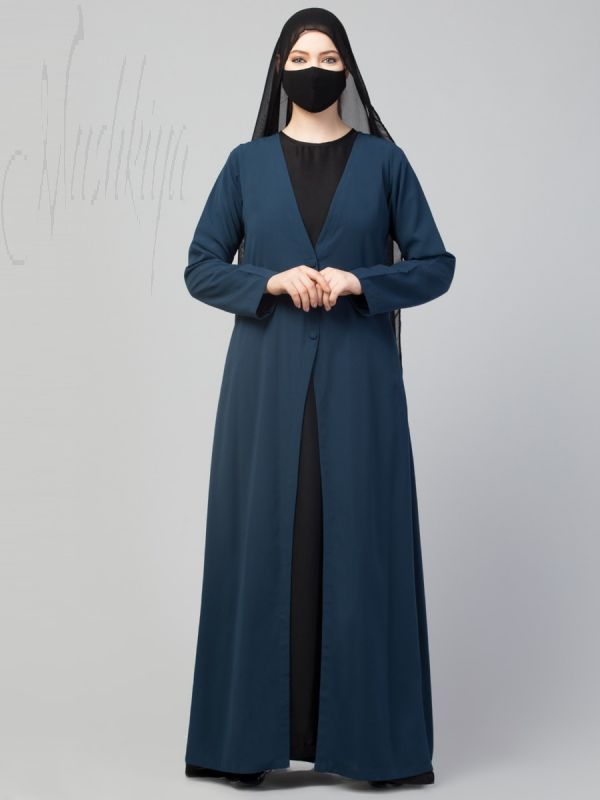 Three Pieces Set- Abaya With Coat & Hijab