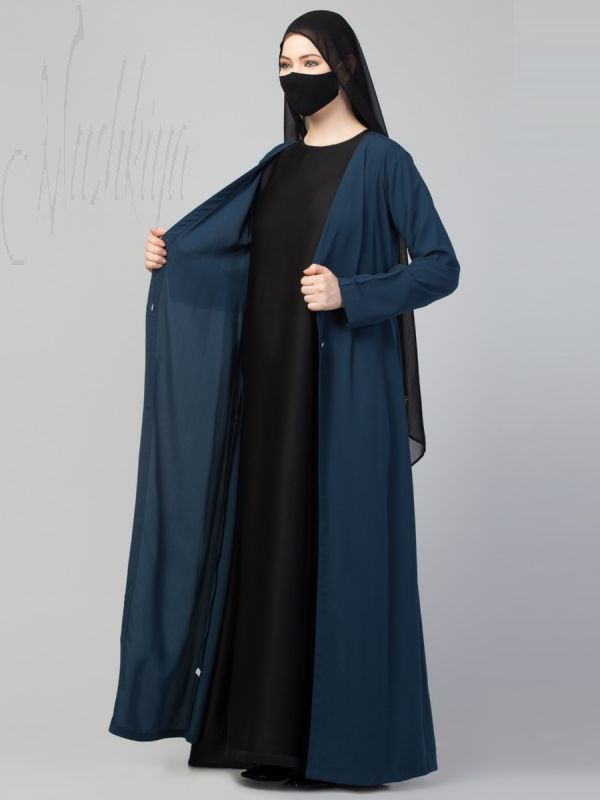 Three Pieces Set- Abaya With Coat & Hijab