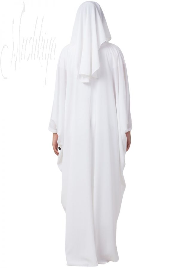 White Kaftan And Naqaab Combo-Nida Matte fabric