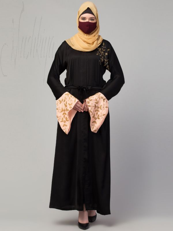 Evening Abaya Like Dress With Embellished Designer Sleeves