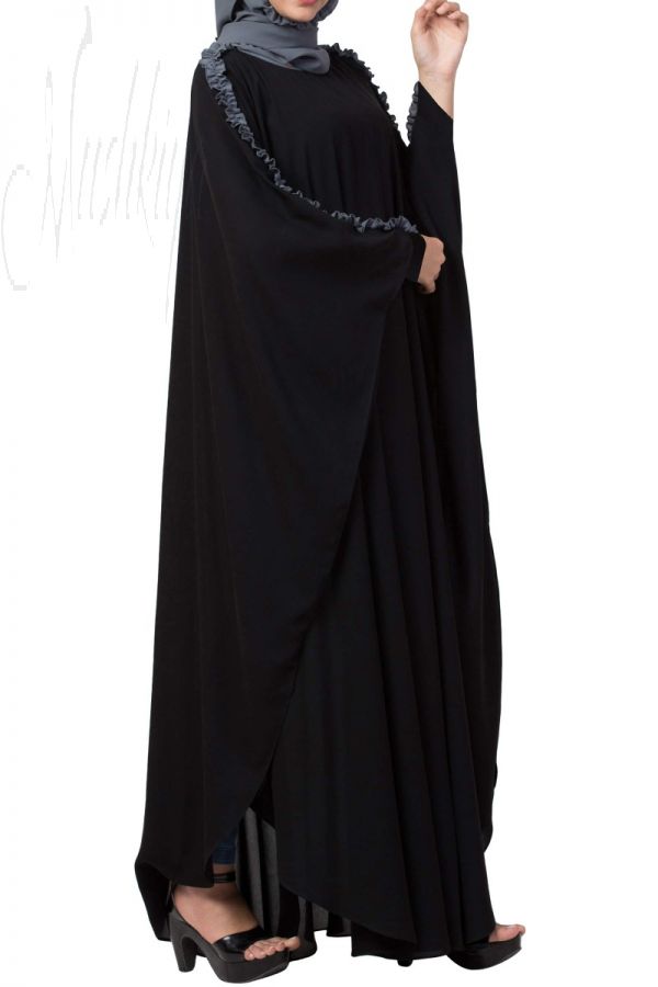 Modern Kaftan with Open Side Slits and Ruffles on Sleeves