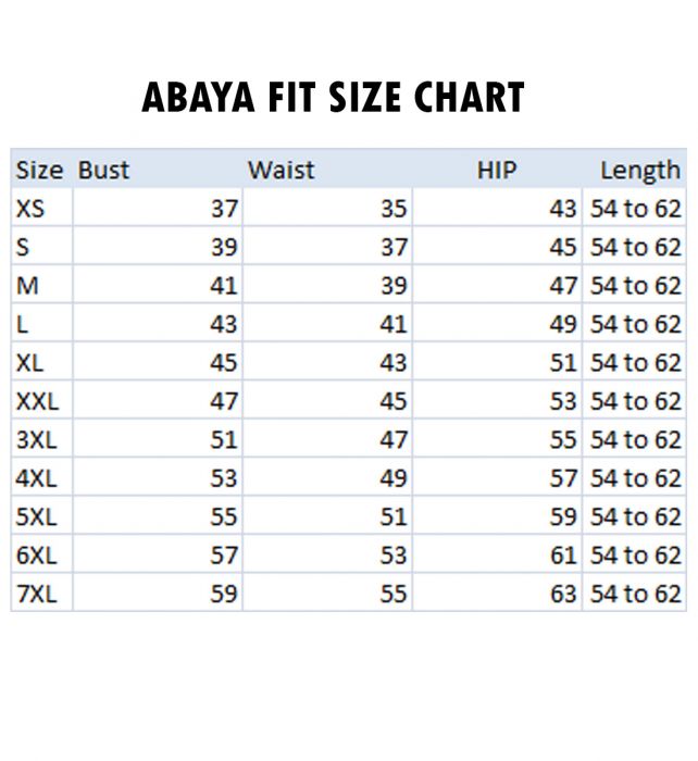 Abaya Length Chart