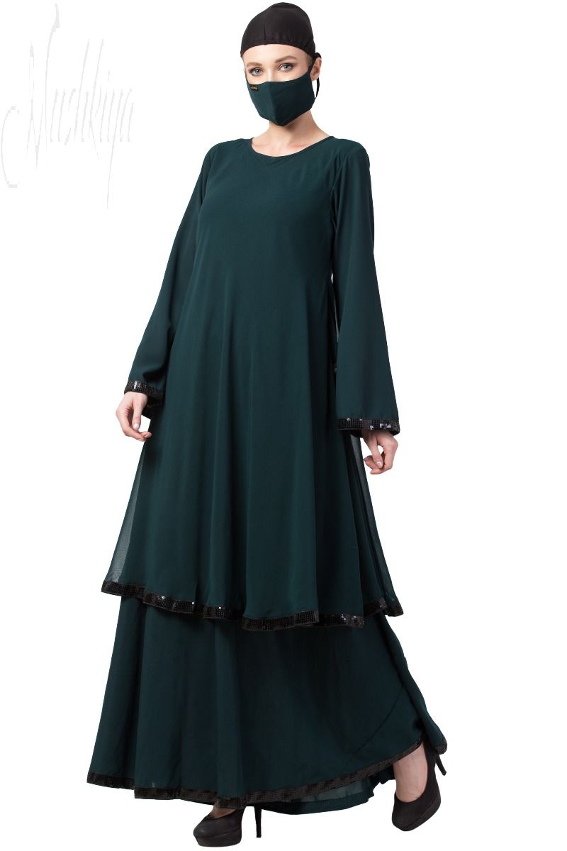 Mushkiya-Printed Dress With Black Panels-Not An Abaya