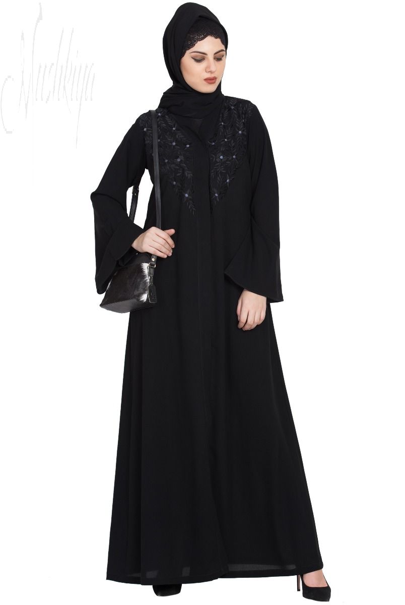 embroidered black abaya