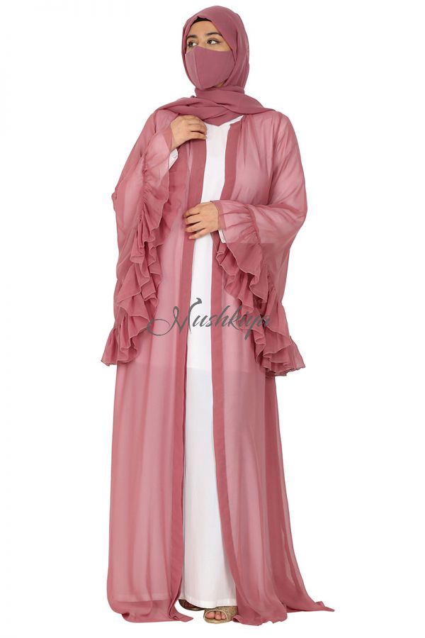 Abaya With Designer Georgette Shrug And Matching Hijab