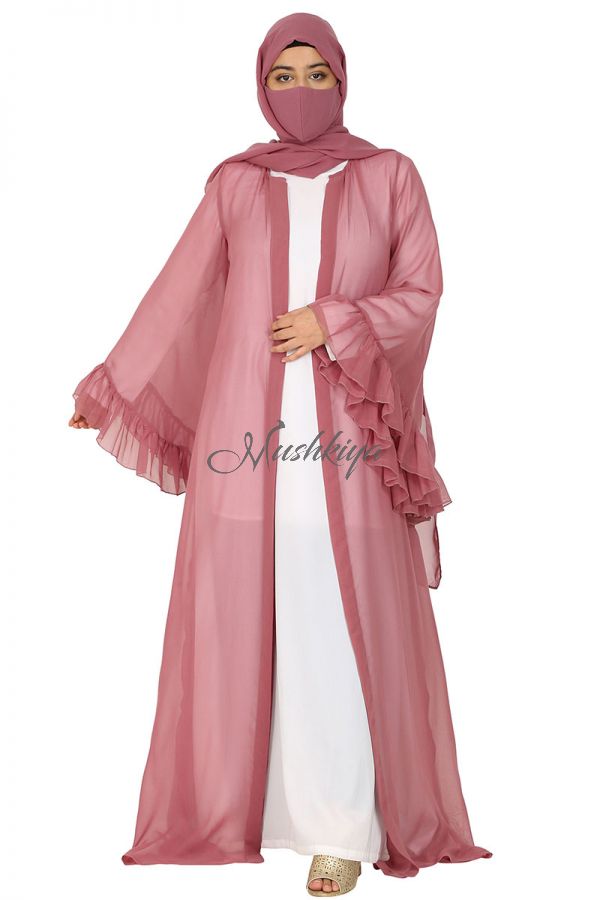 Abaya With Contrast Shrug and Hijab
