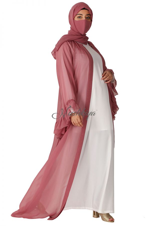 Abaya With Designer Georgette Shrug And Matching Hijab