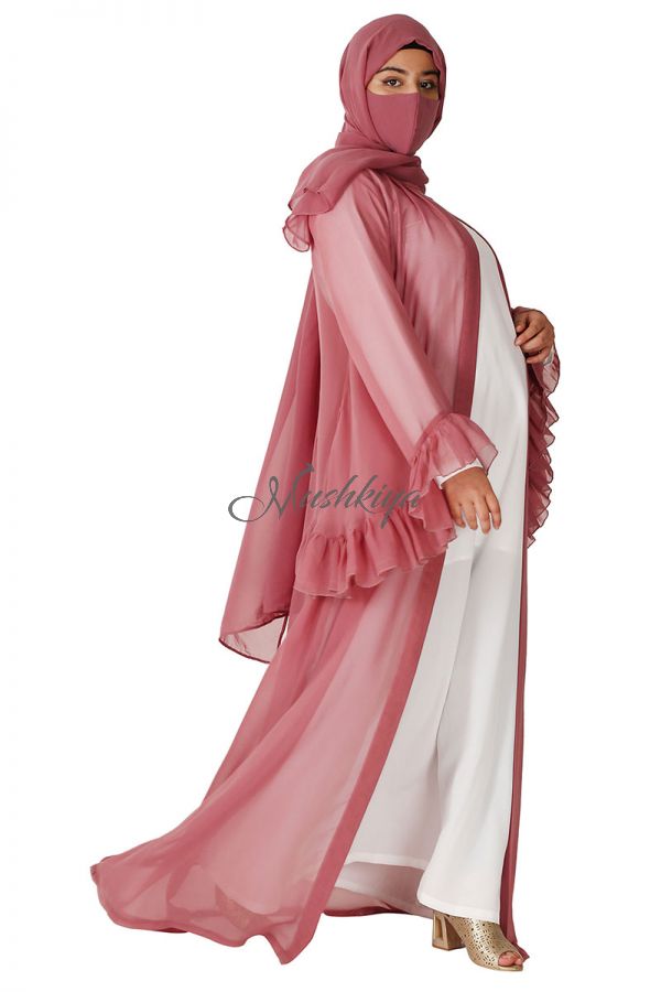 Abaya With Contrast Shrug and Hijab