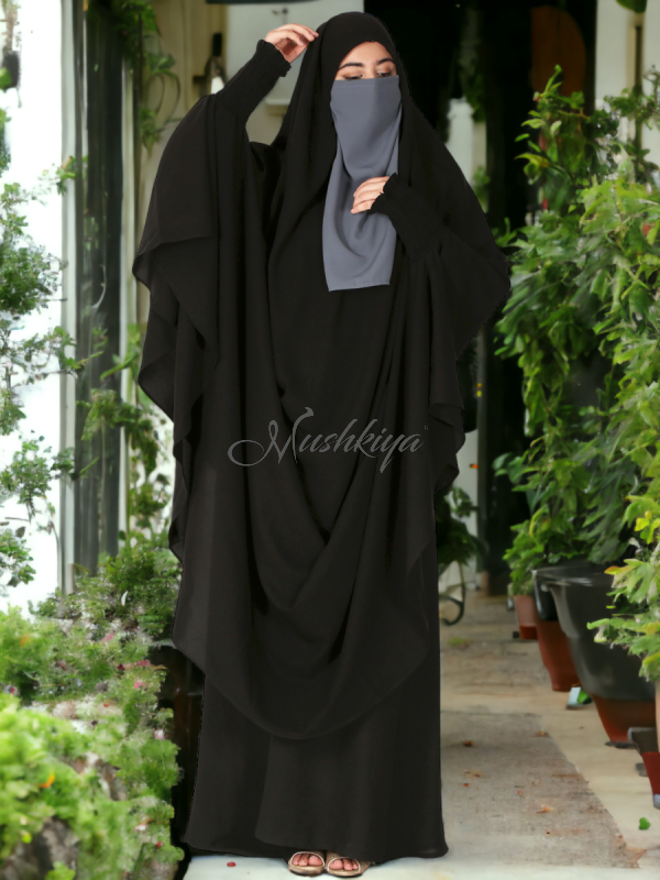 Two Piece Jilbab Set With Grey Niqab