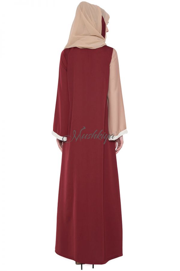 Dual Color Abaya With Imported Pearl Lace