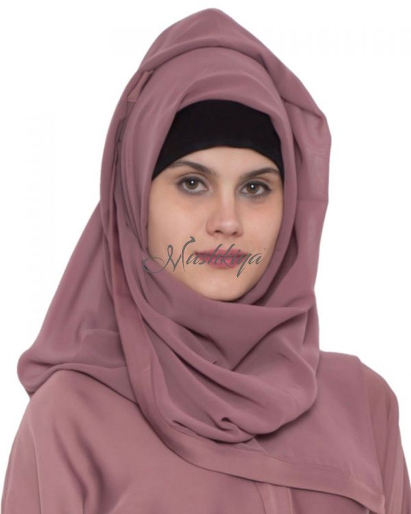 Hijab with Border in Matching Color-Fine Georgette-Puce Pink