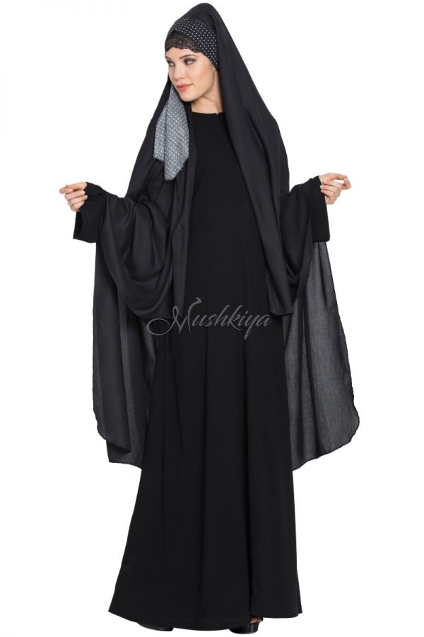 Irani Chadar with Detachable Nose Piece-Only Hijab In Rayon Fabric