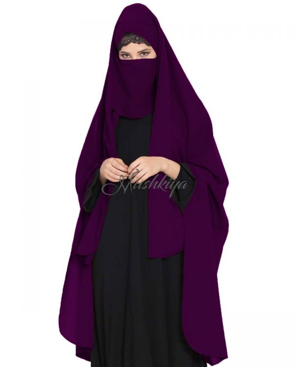 Irani Chadar -Rida Hijab with Detachable Nose Piece-Made in Nida Matt-Purple