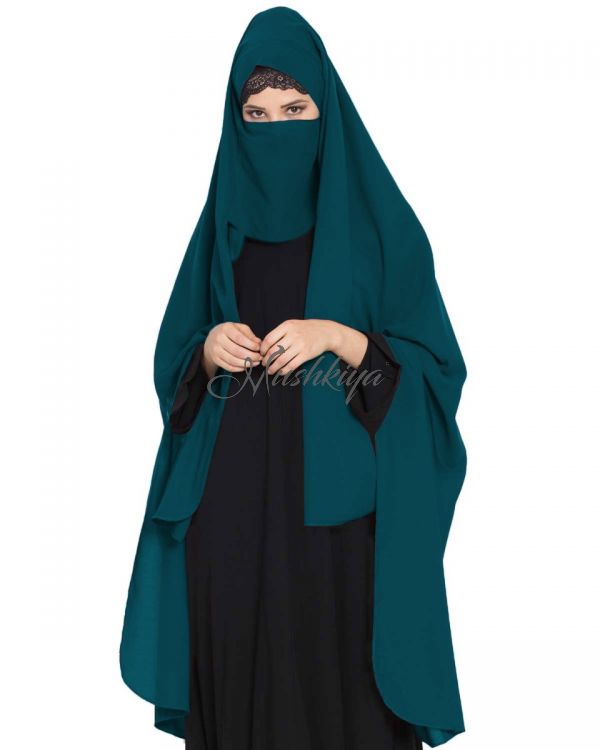 Irani Chadar -Rida Hijab with Detachable Nose Piece-Made in Nida Matt-Teal