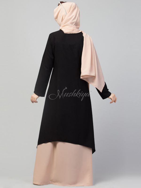 Three Piece Set- Dual Layered Designer Abaya With Hijab & Mouth Piece.