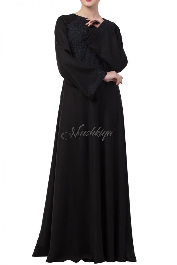 Mushkiya-Umbrella Style Dress With Dori Work Embroidery-Non Abaya