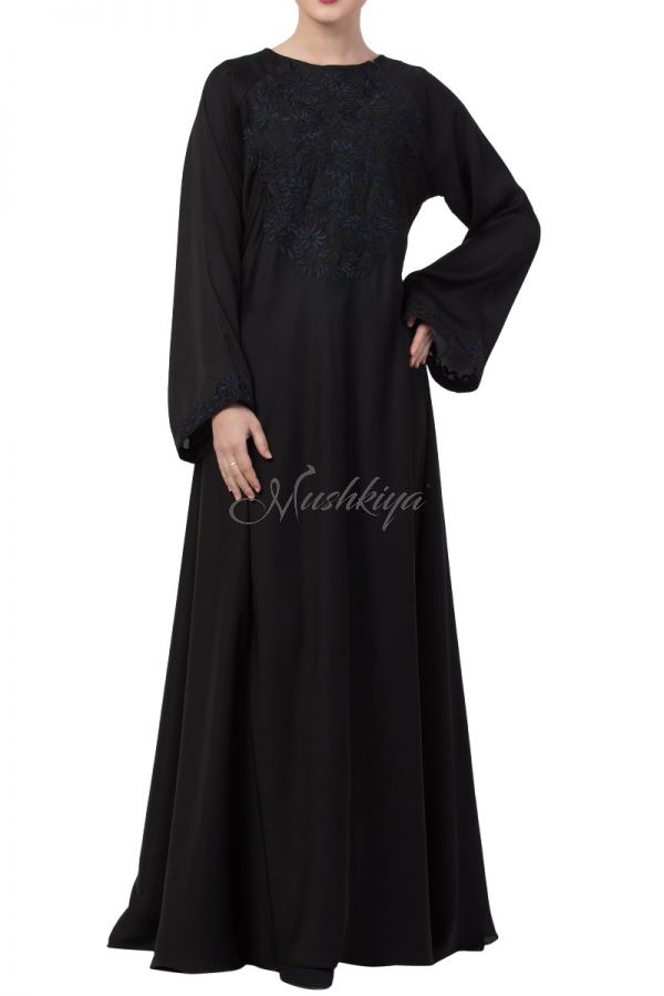 Mushkiya-Umbrella Style Dress With Dori Work Embroidery-Non Abaya