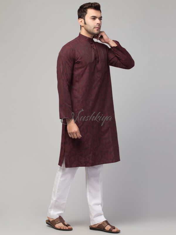 Elegant Kurta For Men In Pure Cotton Blend Fabric