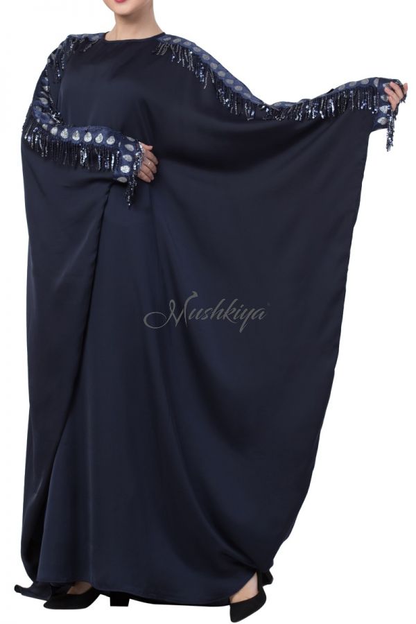 Mushkiya-Fancy kaftan With Lace Work on Sleeves-Non Abaya