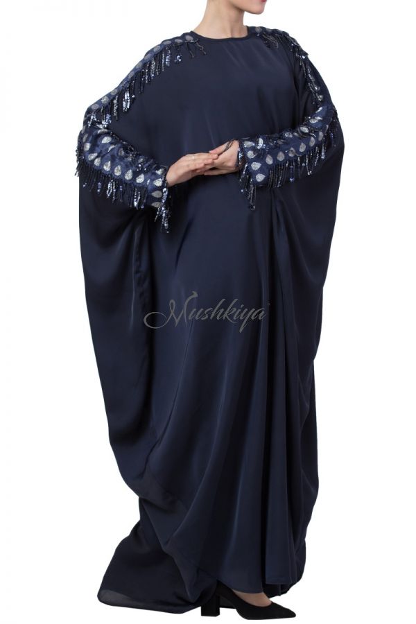Mushkiya-Fancy kaftan With Lace Work on Sleeves-Non Abaya