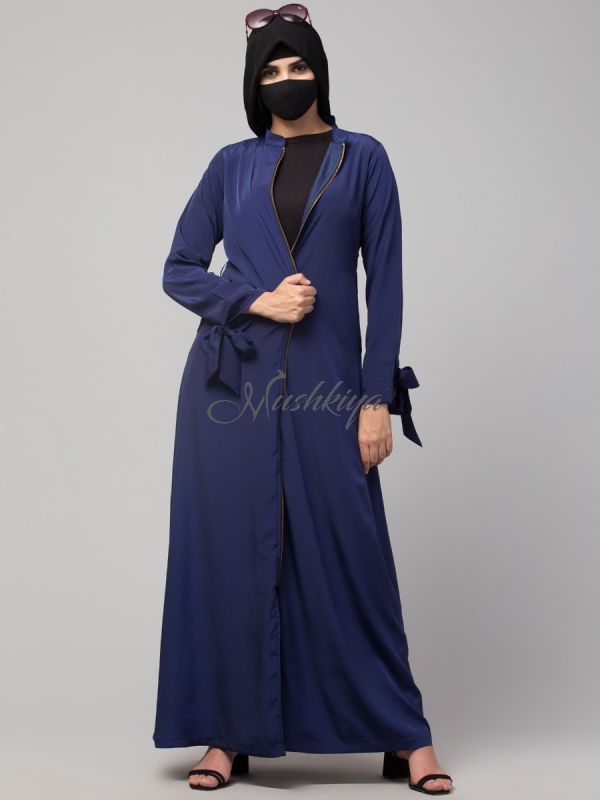 Front Open Dress With Zipper And Designer Sleeves.