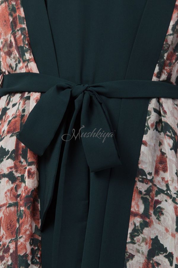 Mushkiya-Modest Dress With Attached Shrug and a Matching Belt-Not An Abaya