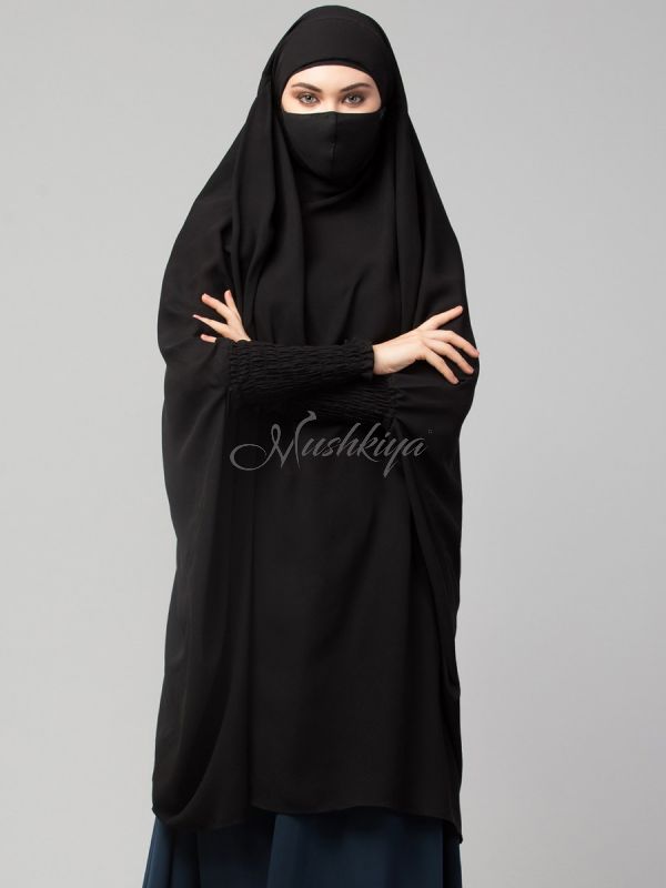 Two Pieces Jilbab Set With Adjustable Mouth Piece.