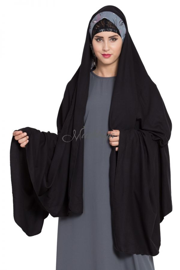 Irani Chadar-Rida Hijab with Detachable Nose Piece-Black