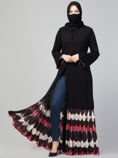 TrueUmmah Fireworks Black Abaya with a Free Matching Hijab 